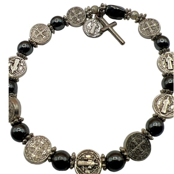 Stainless Steel Cross Necklace & Saint Benedict Bracelet.  B90 - Picture 13 of 16